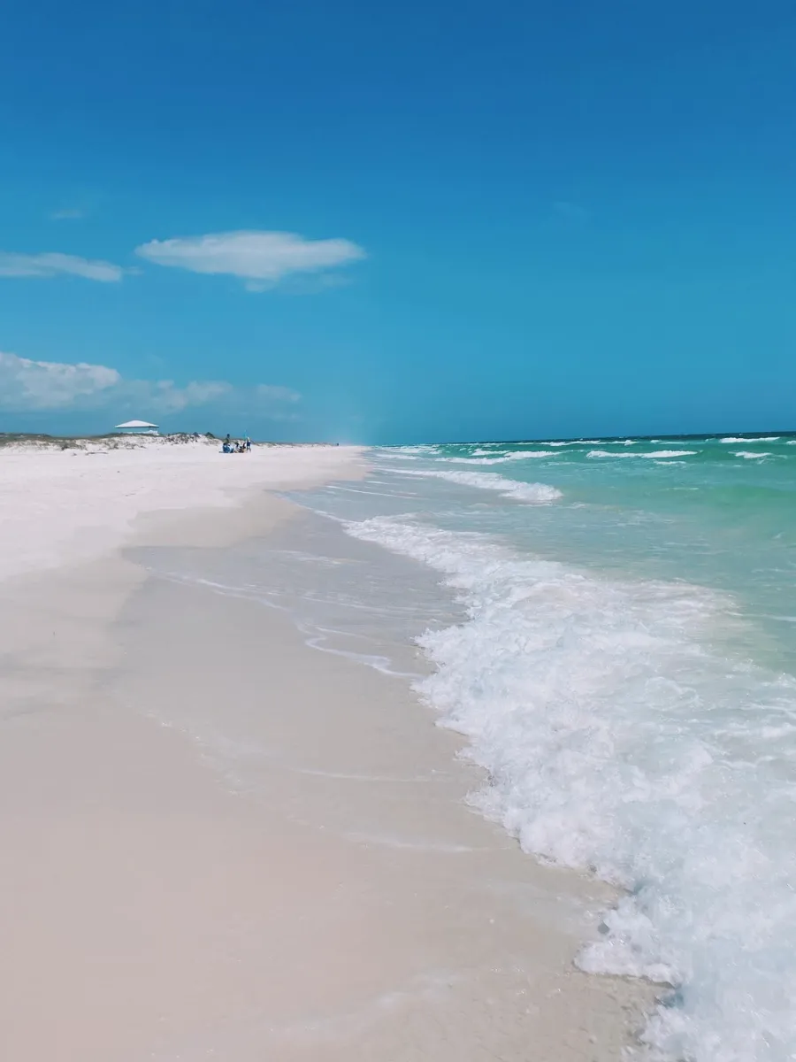 Pristine Gulf beach shoreline at Shell Island, one of the best ways to fish in Panama City through surf fishing